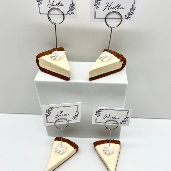 Cheesecake Place Card Holders – Handmade Mini Slice with Whipped Cream Dollop - Picture 9 of 11
